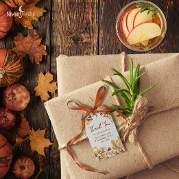 Märkre för ljusgul beige Thanksgiving för Blommigt Presentetikett