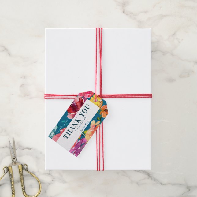 Märkre för ljussommarfärgade turkos Wedding Favor Presentetikett (Med Snöre)