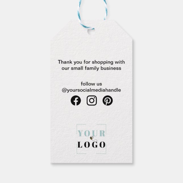 Märkre för Logotyp Social Media Tack Presentetikett (Baksidan)
