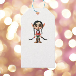 Märkre för Manga Girl jul Elf White Gift Presentetikett