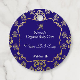 Märkre för marin blått och guld-folie gåvor etiketter