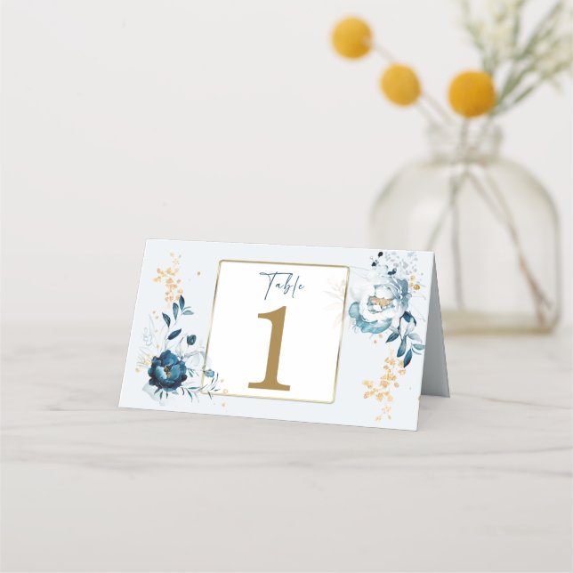 Märkre för marinblått och Guld Placeringskort (Framsida)