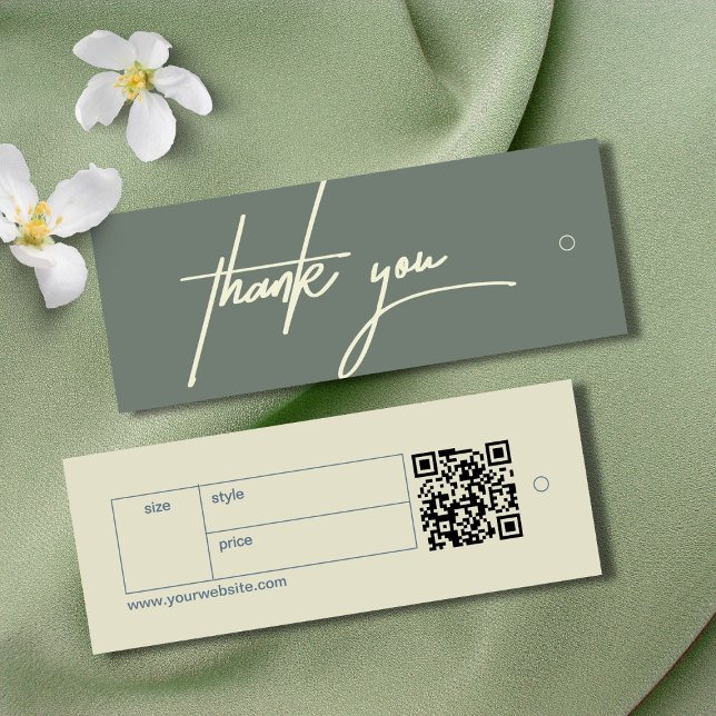 Märkre för  med  fäste för modern Ash Grönt-Tack (Modern Ash Green Thank You Label Clothing Hang Tag)