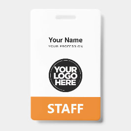 Märkre för medarbetare i orange Namn Business Logo