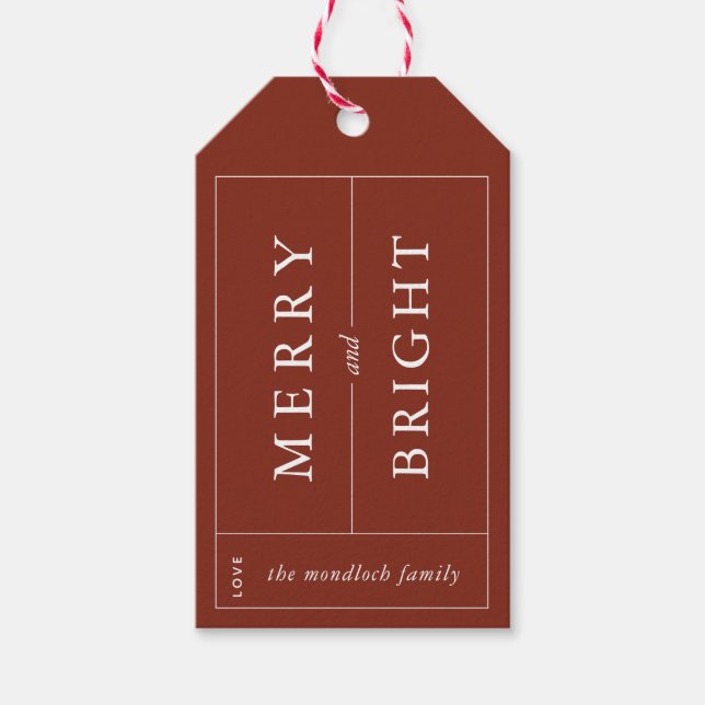 Märkre för merry och Bright Modern gift Presentetikett (Framsidan)