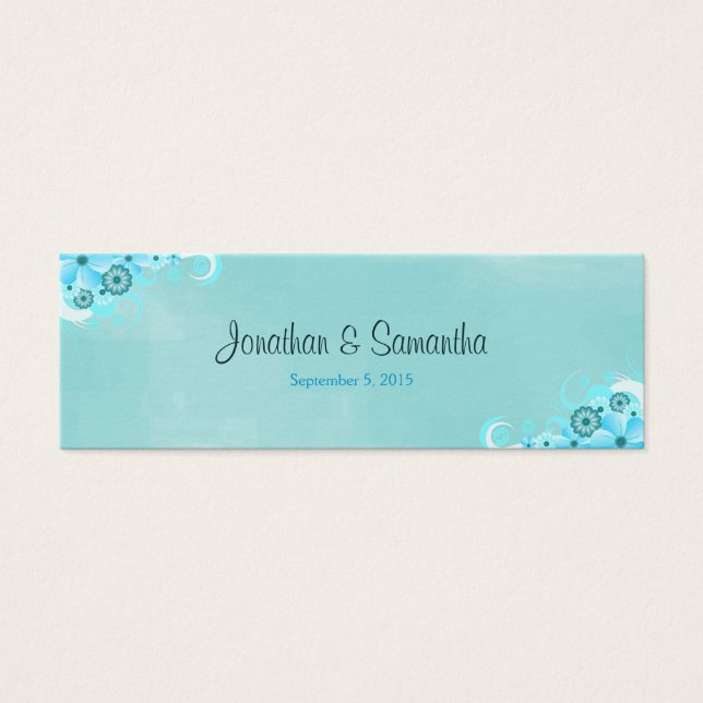 Märkre för mindre bröllop med liten Blommigt i mör Litet Visitkort (Framsidan)