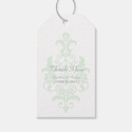Märkre för Mint Grönt Subtle Damask Wedding Gift Presentetikett