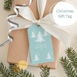 Märkre för Mint White Minimalist Julgranar Gift Presentetikett