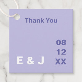 Märkre för Modern Lavender Lila Wedding Favor Gåvor Etiketter