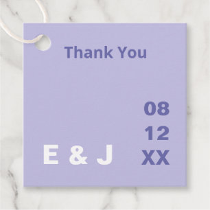 Märkre för Modern Lavender Lila Wedding Favor Gåvor Etiketter