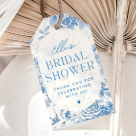 Märkre för Möhippa av blått Blommigt - Tack Presentetikett