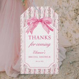 Märkre för Möhippa av rosa Bow-Blommigt Presentetikett