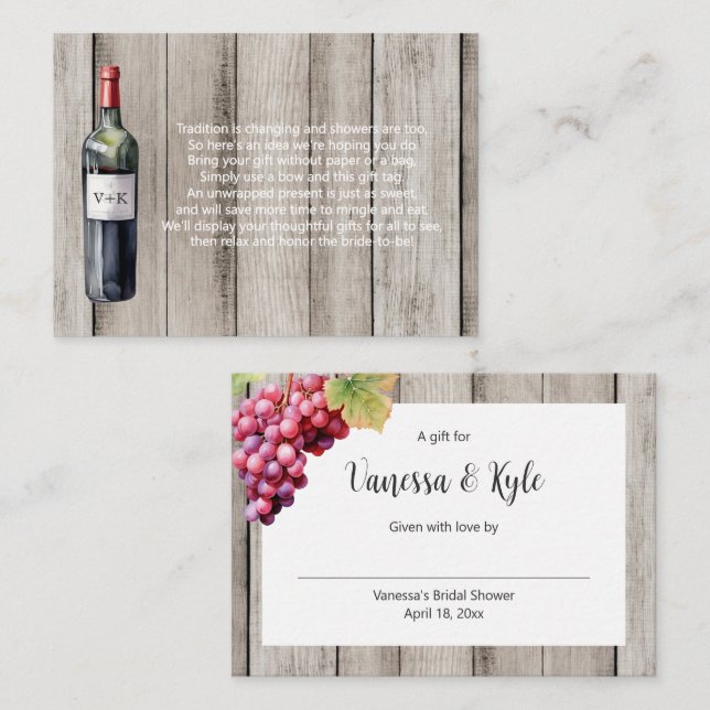 Märkre för möhippa av Rustic Vin Flaska visning Tilläggskort (Fram/baksida)