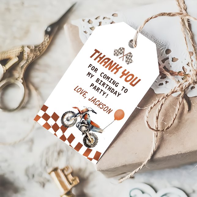 Märkre för motorcykel Dirt Bike Birthday Tack Gift Presentetikett (Skapare uppladdad)