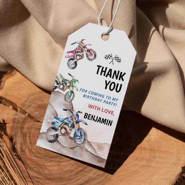 Märkre för motorcykelns födelsedag Tack Presentetikett (Skapare uppladdad)