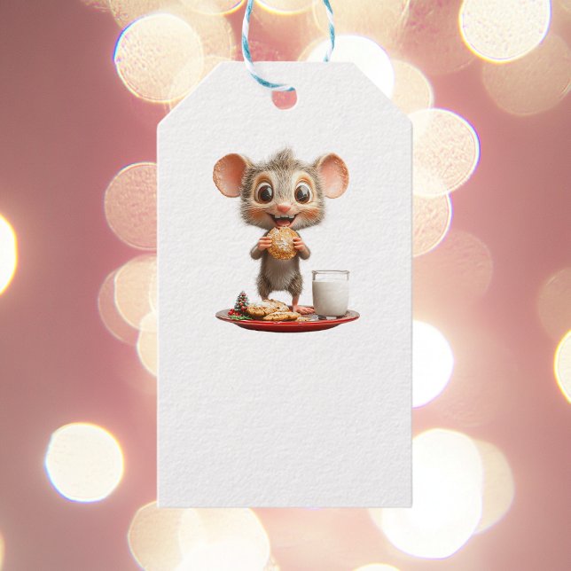 Märkre för Mouse jul White Gift Presentetikett (Skapare uppladdad)