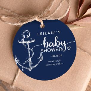 Märkre för nautisk anchor Baby Shower Navy Blue Gi Gåvor Etiketter