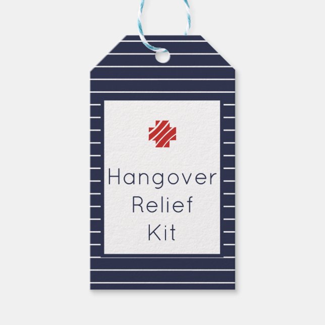 Märkre för Navy and White Hangover Relief Kit Presentetikett (Framsidan)