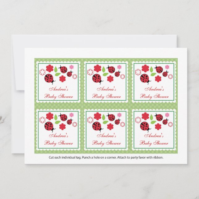 Märkre för nyckelpigababy showerfavör inbjudningar (Framsida)