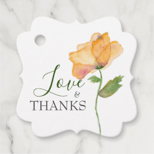 Märkre för Orange av vattenfärgsblommor Gåvor Etiketter