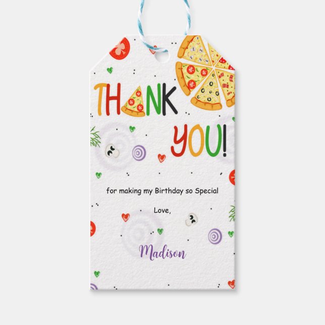 Märkre för orange och rödpizza presentetikett (Framsidan)