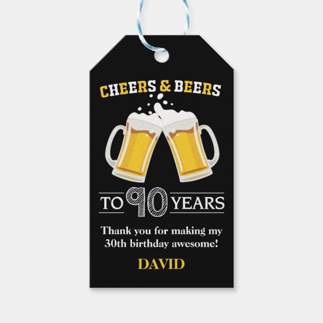 Märkre för ost och Öl till 90 års gåva Presentetikett (Framsidan)