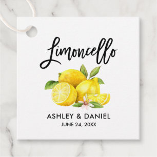 Märkre för penselskriptcitron Bröllop Limoncello-k Gåvor Etiketter