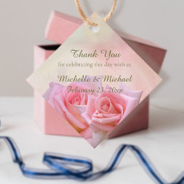 Märkre för perfekt Rosa ros bröllopsförmån Gåvor Etiketter