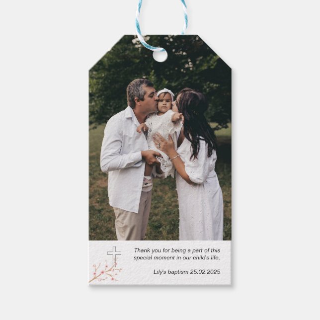 Märkre för personlig-baptism - foto och text presentetikett (Framsidan)