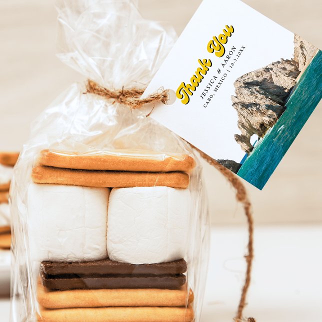 Märkre för personlig Retro Cabo-bröllop - favorite Gåvor Etiketter (Personalized Retro Cabo Wedding Favor Tags)