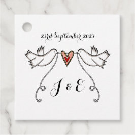 Märkre för personlig White Doves Wedding Favor Gåvor Etiketter