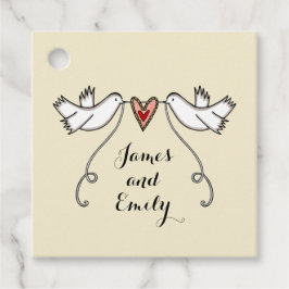 Märkre för personlig White Doves Wedding Favor Gåvor Etiketter
