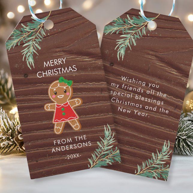 Märkre för personligens julWood-design Presentetikett (Personalized Christmas Wood Design Gift Tags)