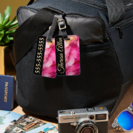 märkre för personligens svarta och rosa-bagage bagagebricka