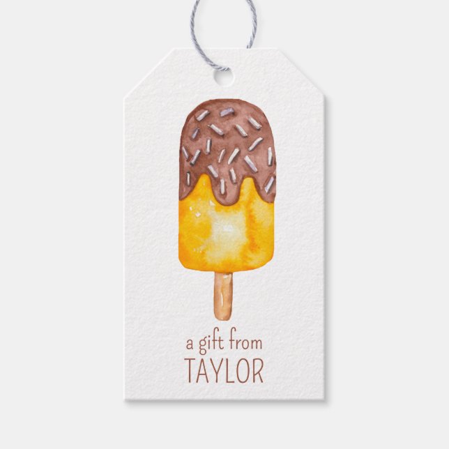 Märkre för popup-fönster med vattenfärg Chocolate  Presentetikett (Framsidan)