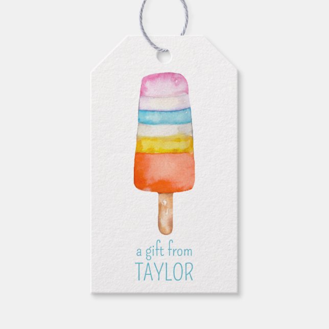 Märkre för popup-Multifärgad för vattenfärg Presentetikett (Framsidan)
