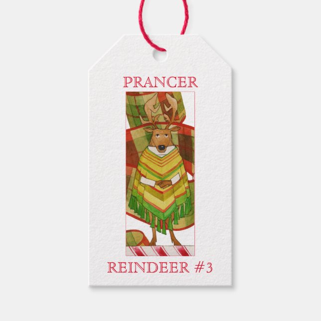 MÄRKRE för PRANCER REINDEER-gåvor Presentetikett (Framsidan)