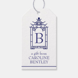 Märkre för Preppy Monogrammed Pagoda Gift Presentetikett