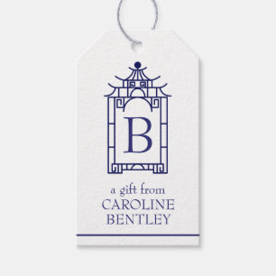 Märkre för Preppy Monogrammed Pagoda Gift Presentetikett