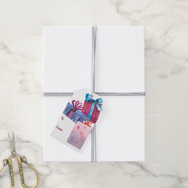 Märkre för presentationsruta för vattenfärg presentetikett (Med Snöre)