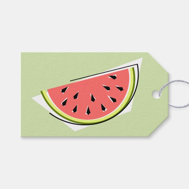 Märkre för presenten för Watermelon Grönt Slice Gr Presentetikett (Framsidan (Horisontell))