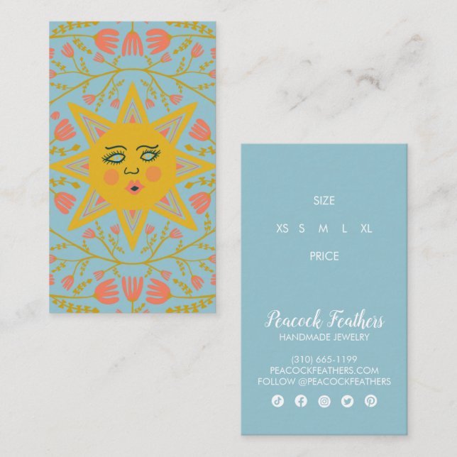 Märkre för Pris Storlek ANPASSNINGSBAR för sol & B Visitkort (Fram/baksida)