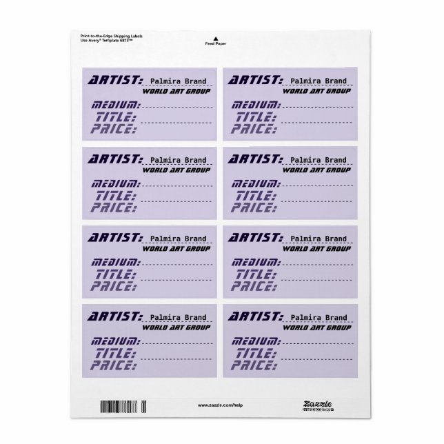 Märkre för Prisa etiketter för futuristiska Artist Fraktsedel (Helt Ark)