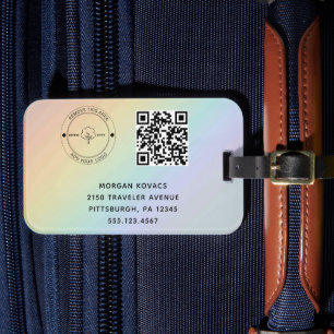 Märkre för QR-kod Namn & Logotyp & Bag Bagagebricka