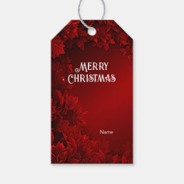 Märkre för Red Löv Blommigt Helgdag Gift Presentetikett
