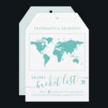 Märkre för reserekommendör för Bucket List-resekor<br><div class="desc">Turcos Teal Blue Luggage-tagg formad bucket list-duschkort som skapar ett kreativ alternativt gäst bok när vänner och familj fyller dem med reseråd och semesteridéer för destinationsbröllopsparet eller semestertemat eller möhippa party. Mer färg finns i vår samling eller genom att kontakta den Pappra Grape Zazzle Store Designer.</div>