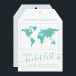 Märkre för reserekommendör för Bucket List-resekor<br><div class="desc">Turcos Teal Blue Luggage-tagg formad bucket list-duschkort som skapar ett kreativ alternativt gäst bok när vänner och familj fyller dem med reseråd och semesteridéer för destinationsbröllopsparet eller semestertemat eller möhippa party. Mer färg finns i vår samling eller genom att kontakta den Pappra Grape Zazzle Store Designer.</div>