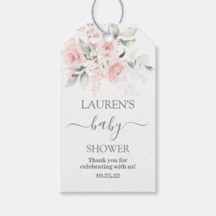Märkre för Rosa Blommigt Baby Shower Girl Gift Presentetikett