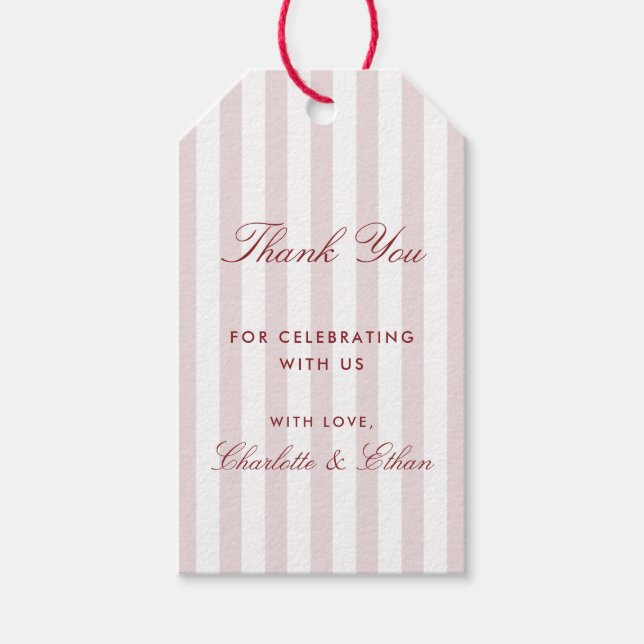 Märkre för  Rosa, Bröllop Tack Gift Presentetikett (Framsidan)