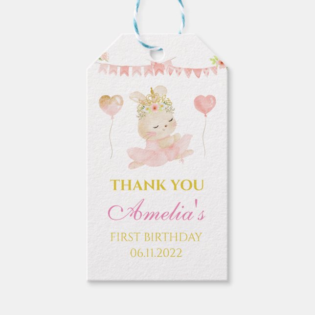 märkre för rosa bunny ballerina-gåvor presentetikett (Framsidan)